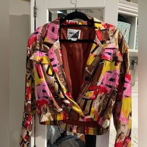 Jennifer silk multicolored bomber blazer jacket M
